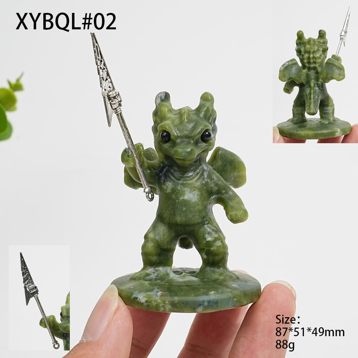 Unique,Natural Crystal Serpentine Warrior Dragon