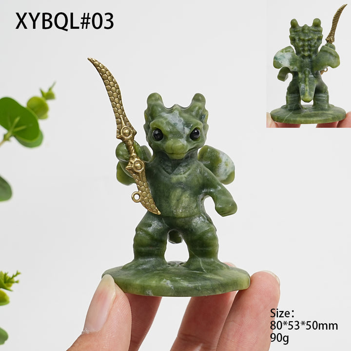 Unique,Natural Crystal Serpentine Warrior Dragon