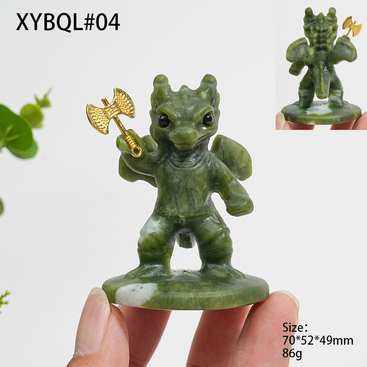 Unique,Natural Crystal Serpentine Warrior Dragon