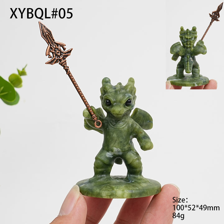 Unique,Natural Crystal Serpentine Warrior Dragon