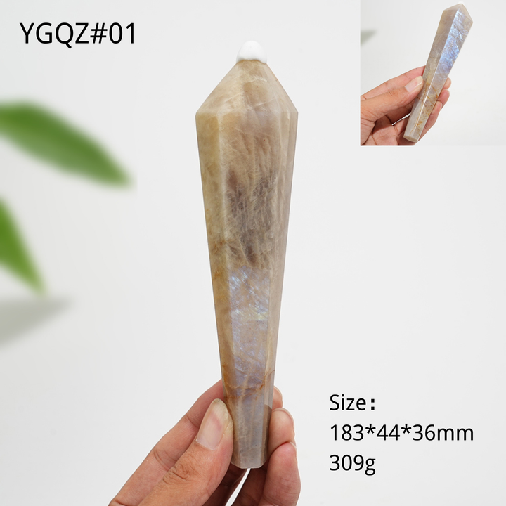 Unique,Natural Crystal Moonstone Wand
