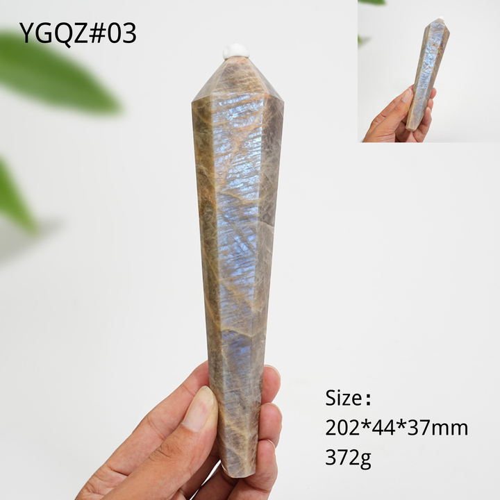 Unique,Natural Crystal Moonstone Wand
