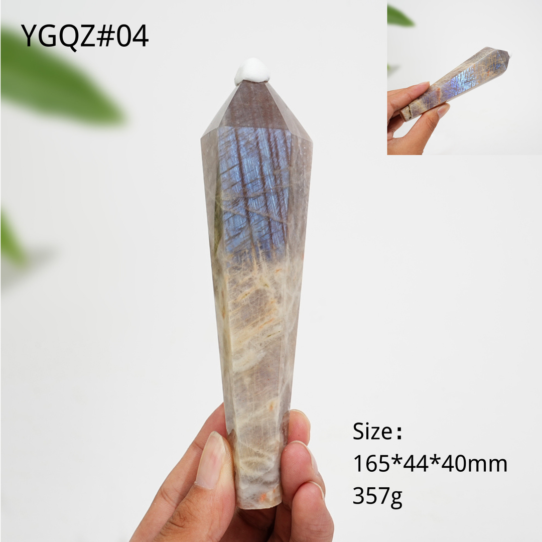 Unique,Natural Crystal Moonstone Wand