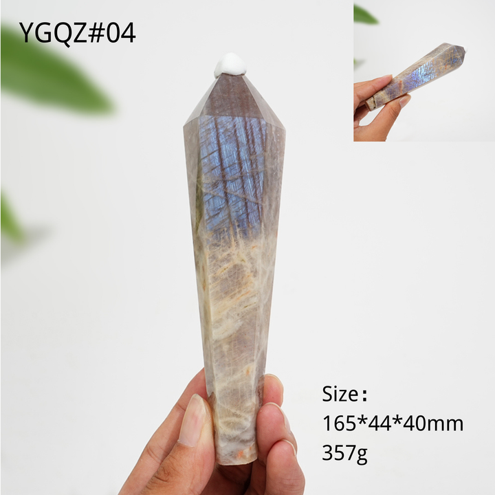 Unique,Natural Crystal Moonstone Wand