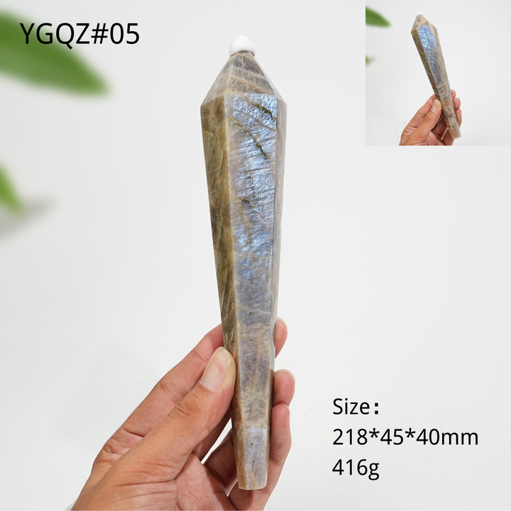 Unique,Natural Crystal Moonstone Wand