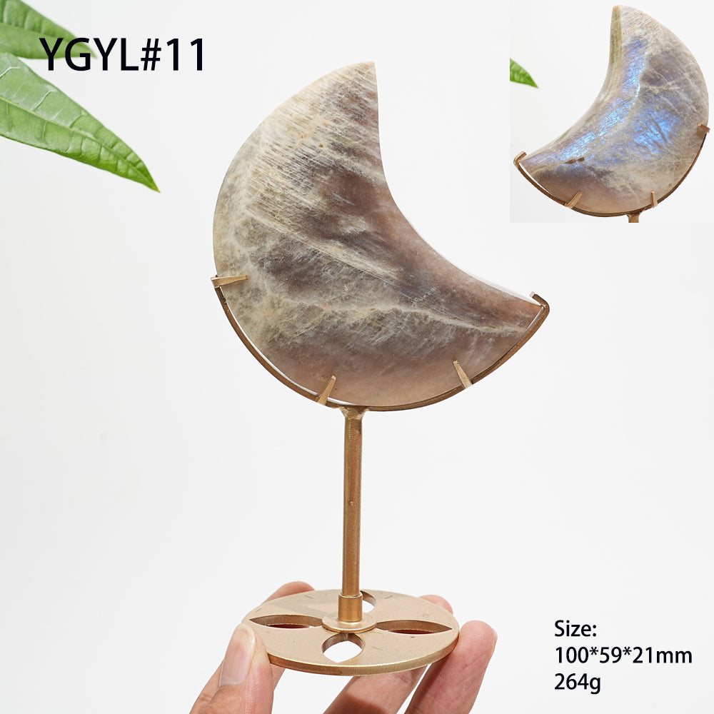 Unique,Natural Crystal Moonstone Crescent Moon
