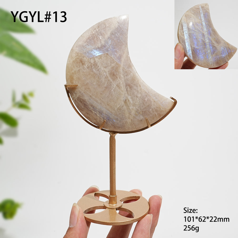Unique,Natural Crystal Moonstone Crescent Moon