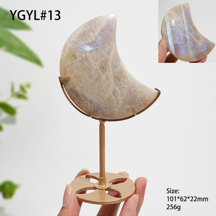 Unique,Natural Crystal Moonstone Crescent Moon