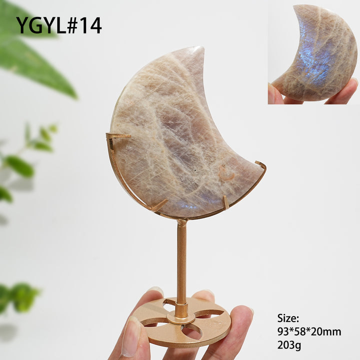 Unique,Natural Crystal Moonstone Crescent Moon