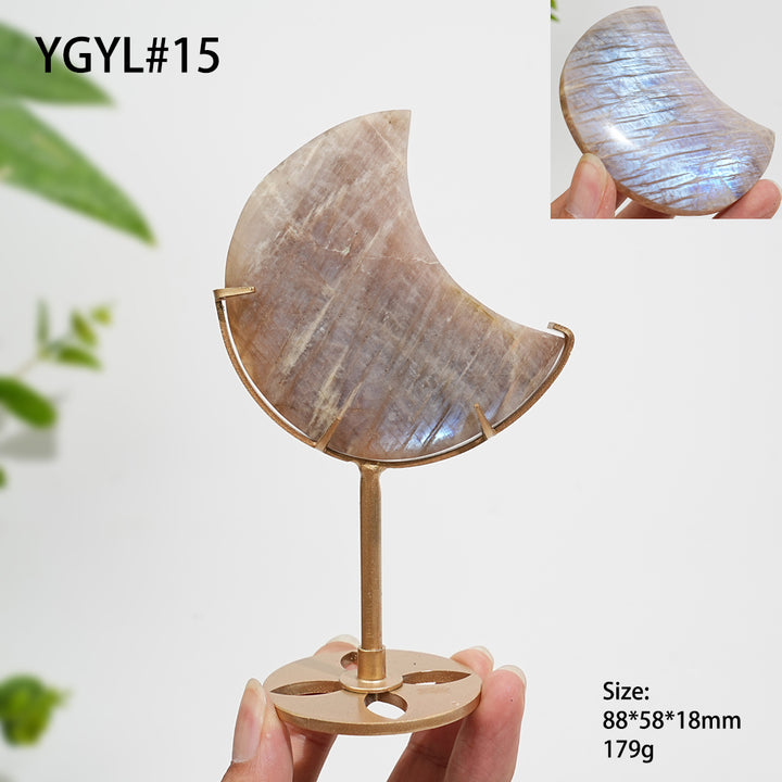 Unique,Natural Crystal Moonstone Crescent Moon