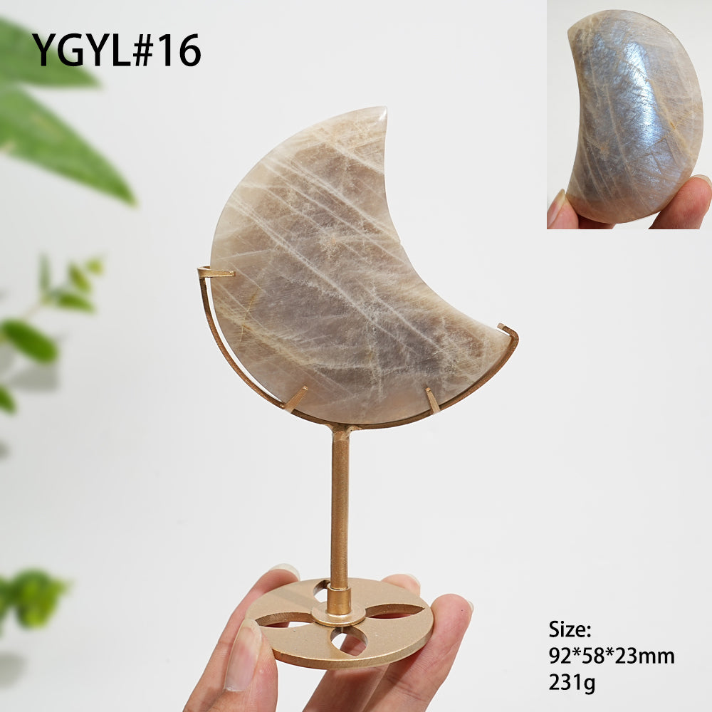 Unique,Natural Crystal Moonstone Crescent Moon