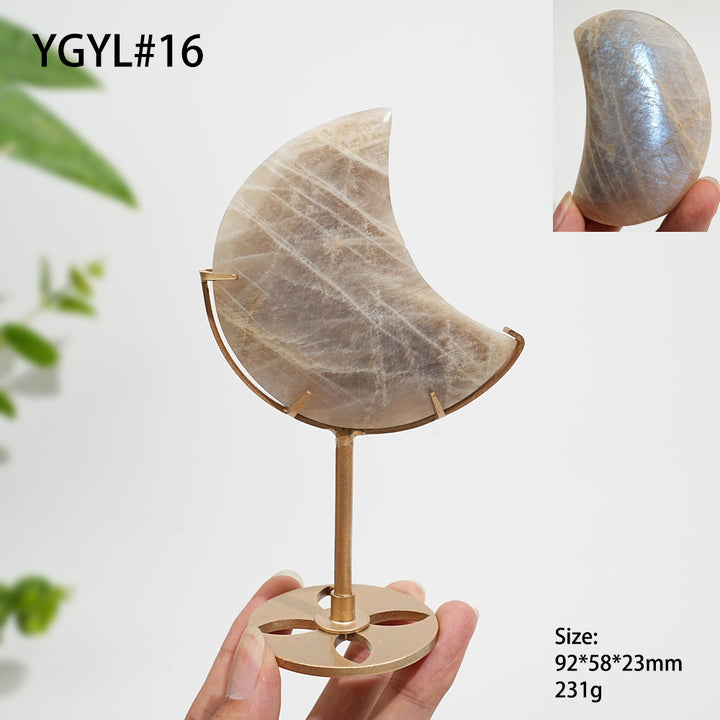 Unique,Natural Crystal Moonstone Crescent Moon