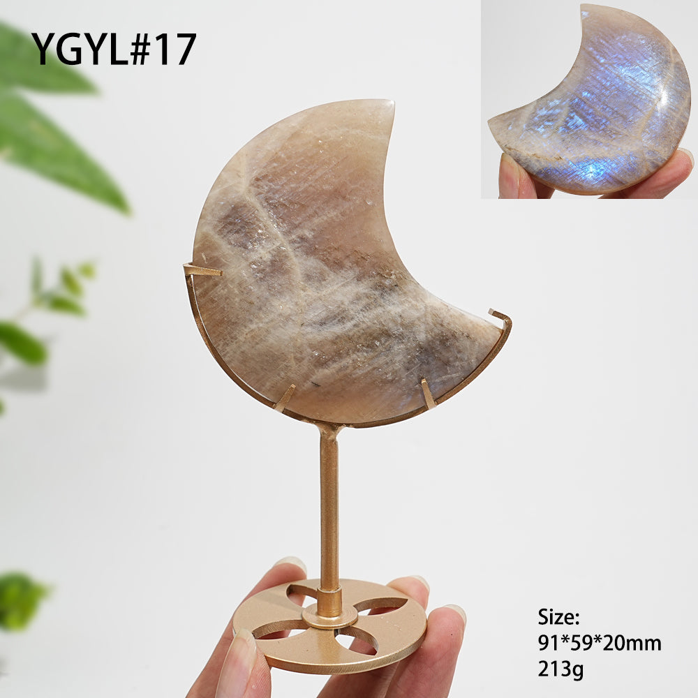 Unique,Natural Crystal Moonstone Crescent Moon