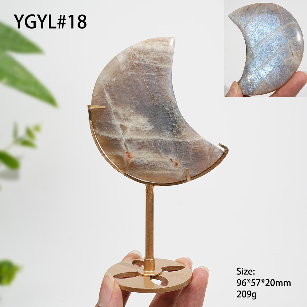Unique,Natural Crystal Moonstone Crescent Moon