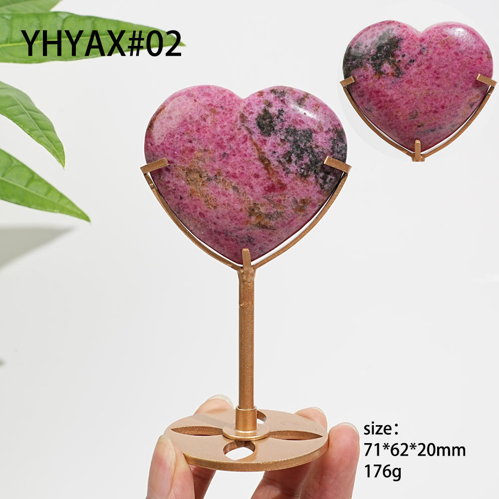 Unique,Natural Crystal Charming Rhodonite In Quartz Heart