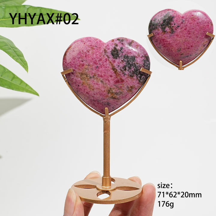 Unique,Natural Crystal Charming Rhodonite In Quartz Heart