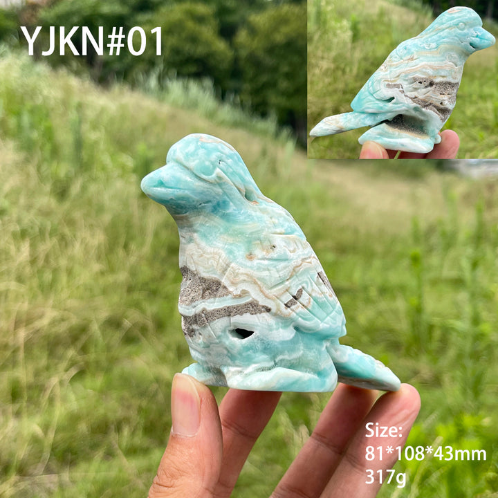 Unique,Natural Crystal Hemimorphite Cute Bird Carving
