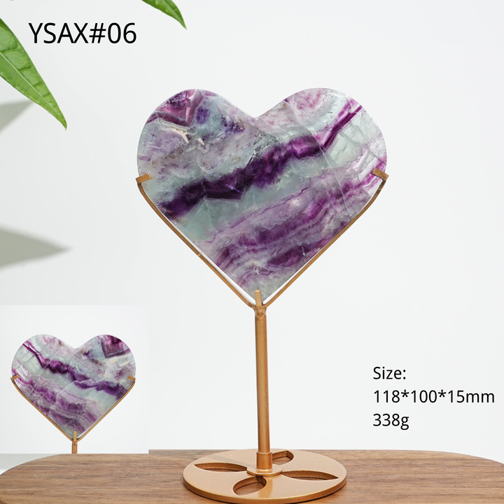 Corazón de Fluorita Natural y Único con Soporte
