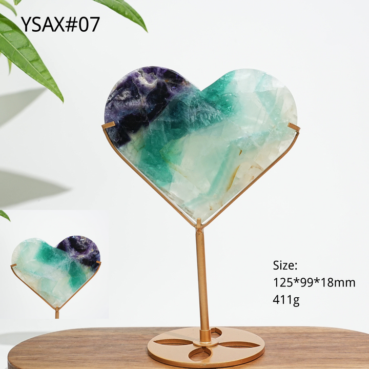 Corazón de Fluorita Natural y Único con Soporte