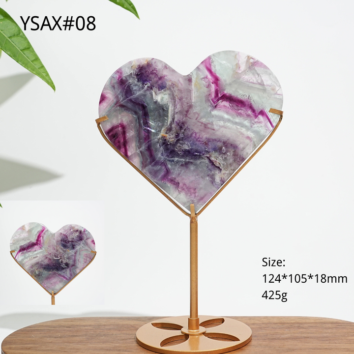 Corazón de Fluorita Natural y Único con Soporte