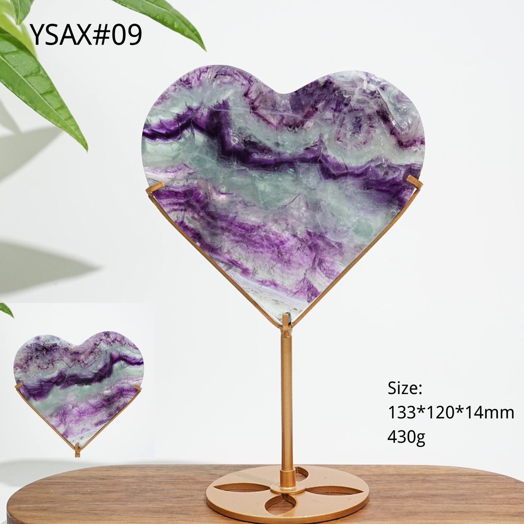 Corazón de Fluorita Natural y Único con Soporte
