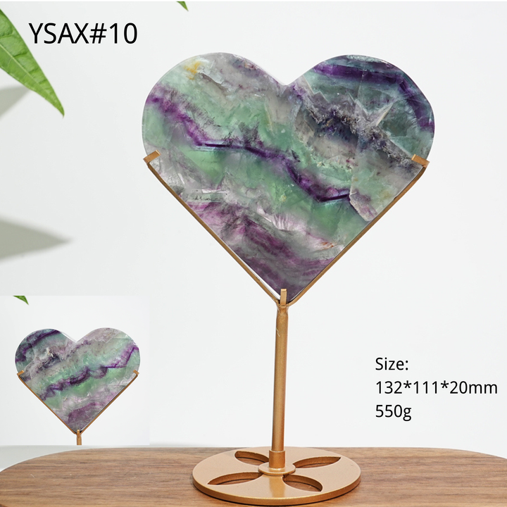 Corazón de Fluorita Natural y Único con Soporte