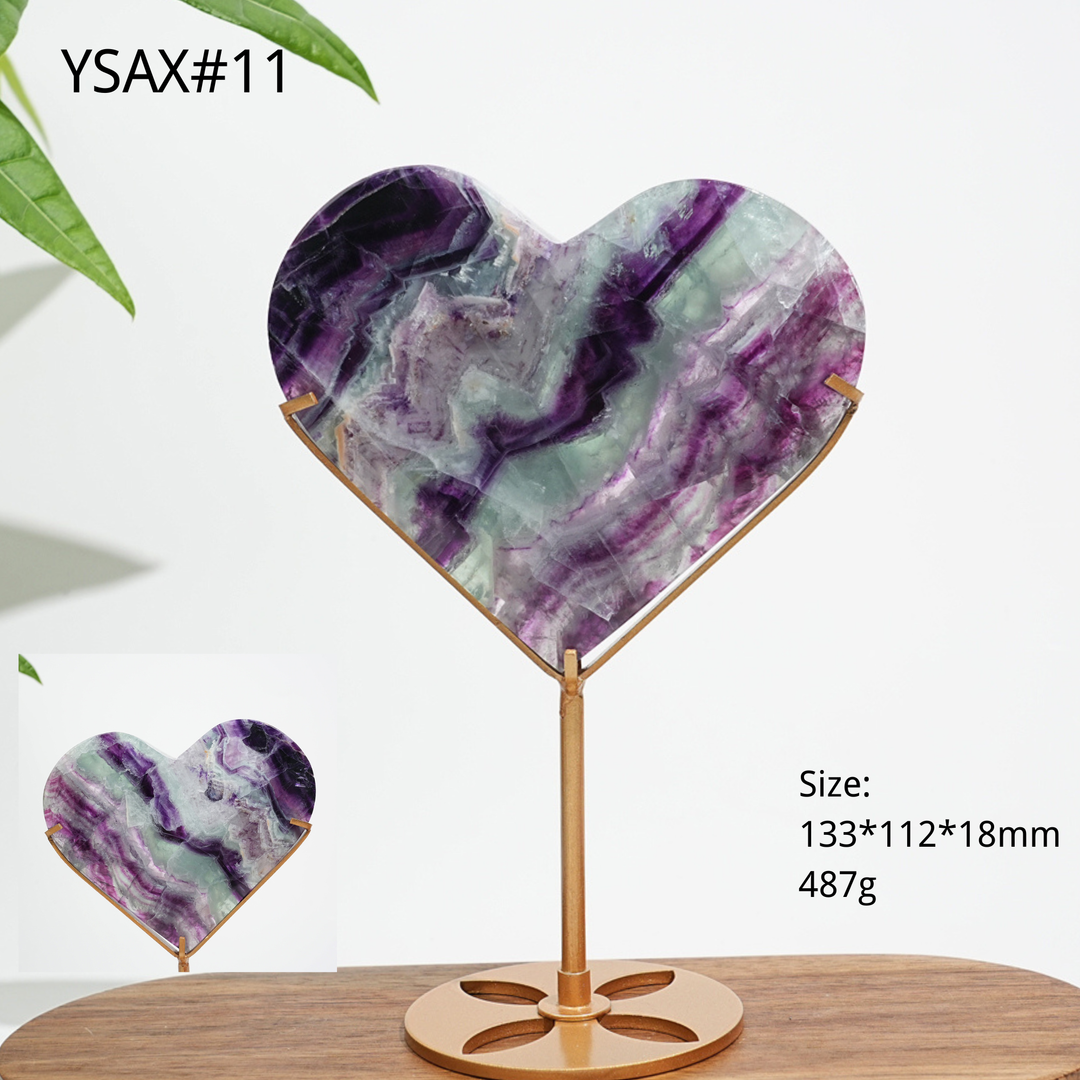 Corazón de Fluorita Natural y Único con Soporte