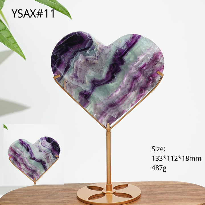 Corazón de Fluorita Natural y Único con Soporte