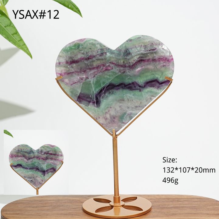 Corazón de Fluorita Natural y Único con Soporte