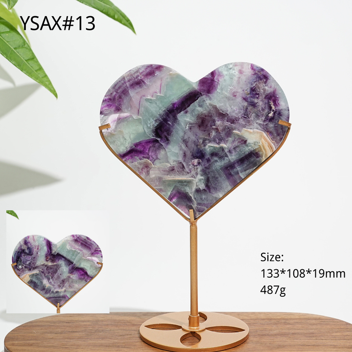 Corazón de Fluorita Natural y Único con Soporte