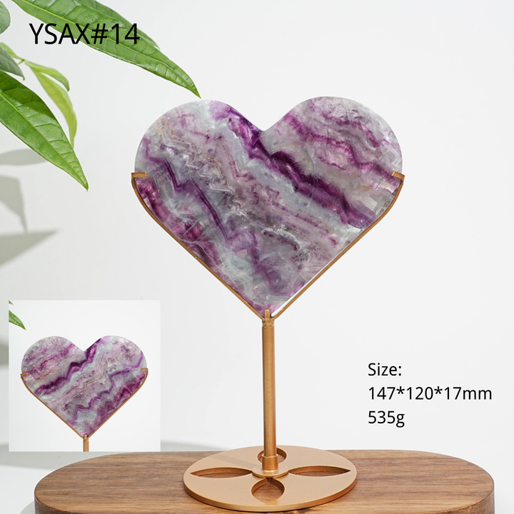 Corazón de Fluorita Natural y Único con Soporte