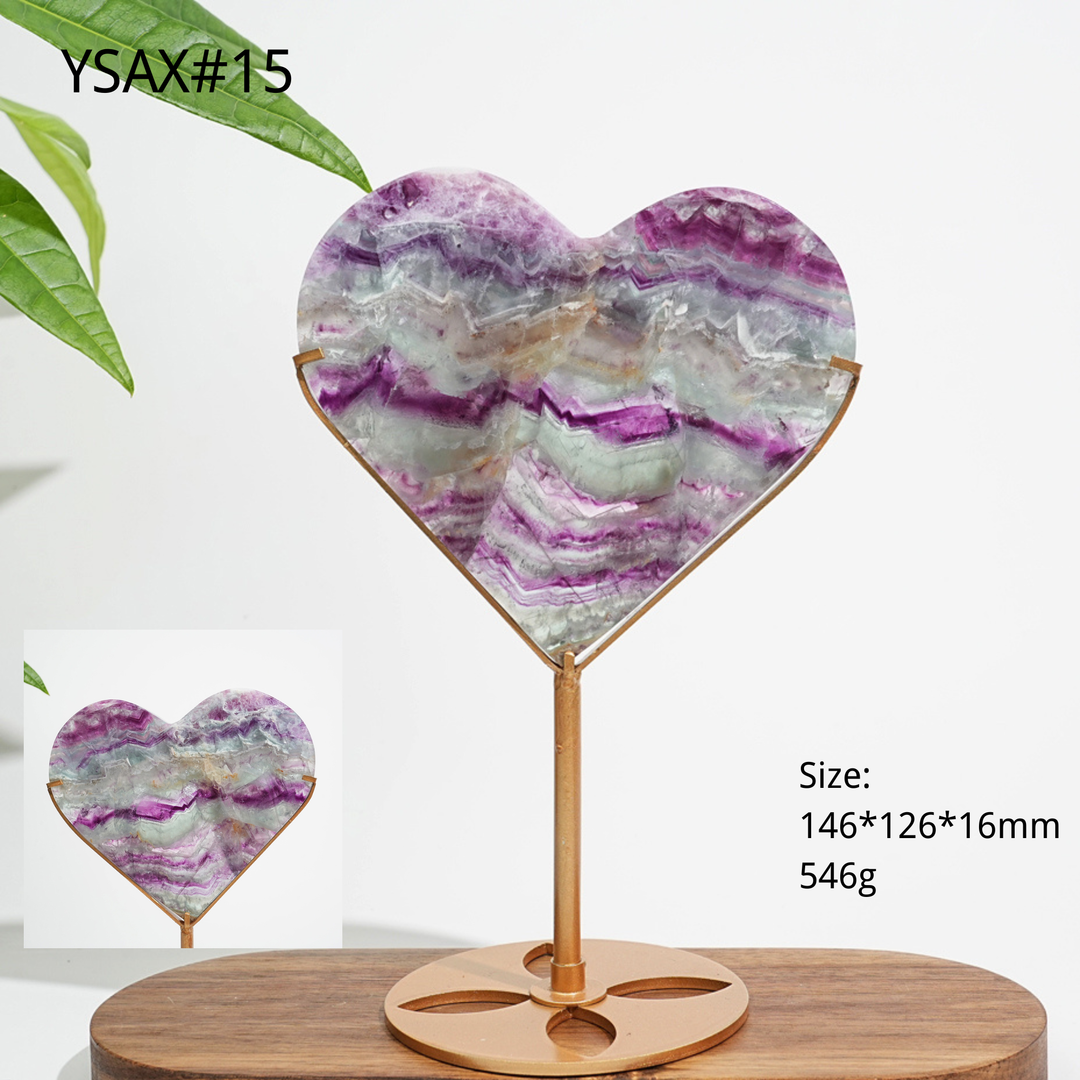 Corazón de Fluorita Natural y Único con Soporte