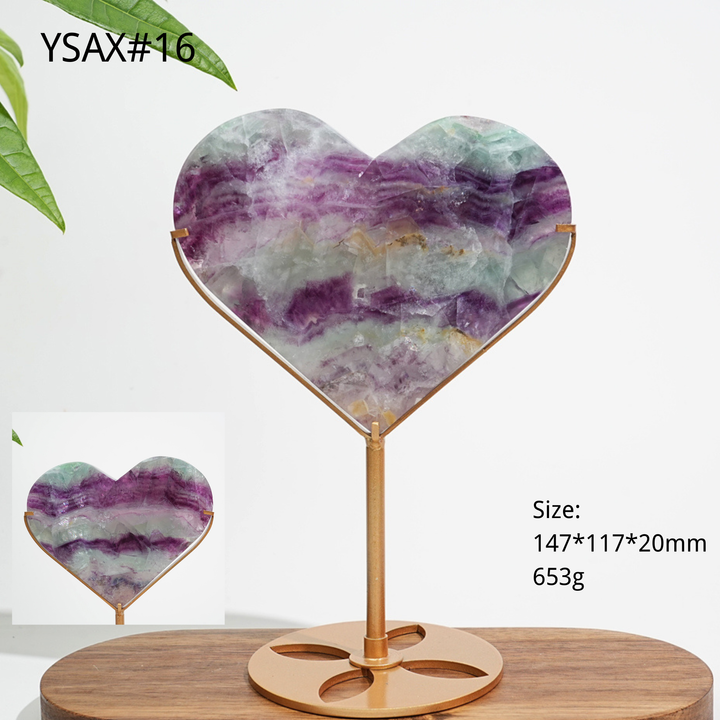 Corazón de Fluorita Natural y Único con Soporte