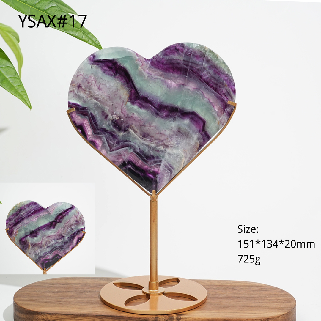 Corazón de Fluorita Natural y Único con Soporte
