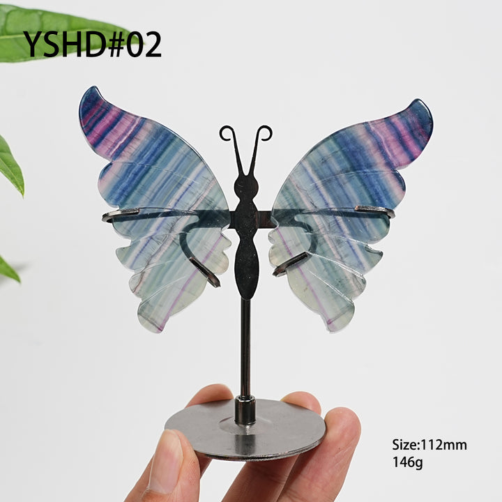 Unique,Natural Crystal Fluorite Butterfly Display