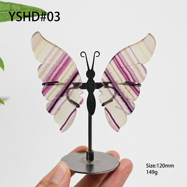 Unique,Natural Crystal Fluorite Butterfly Display