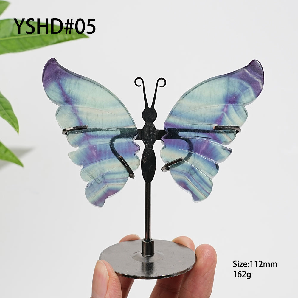 Unique,Natural Crystal Fluorite Butterfly Display