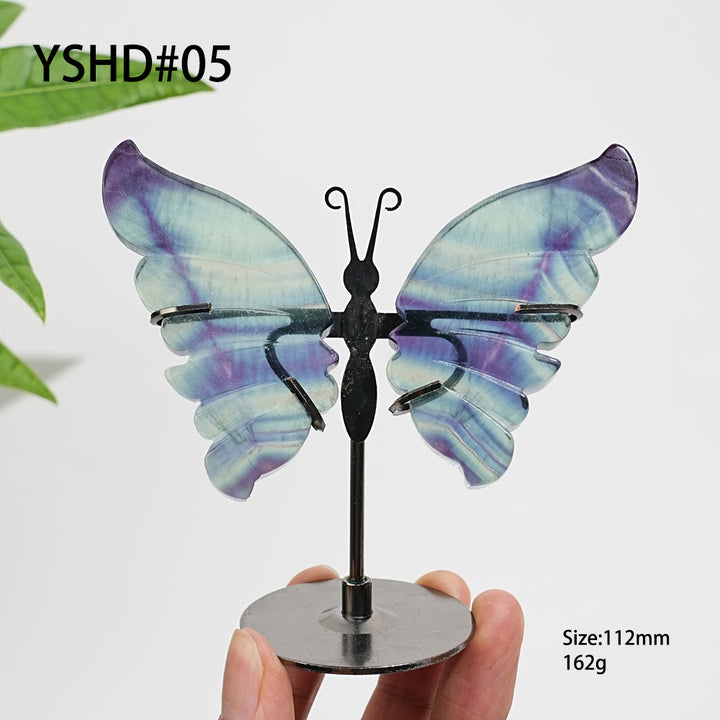 Unique,Natural Crystal Fluorite Butterfly Display