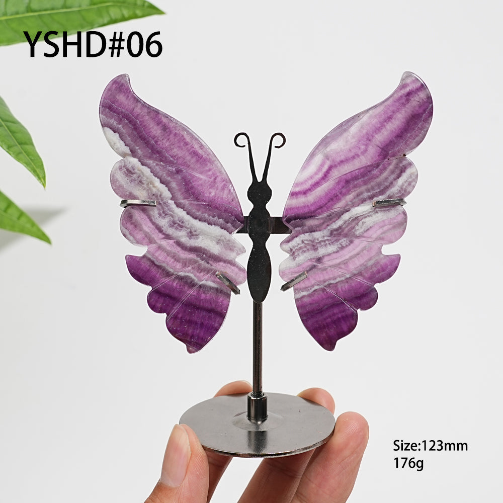 Unique,Natural Crystal Fluorite Butterfly Display