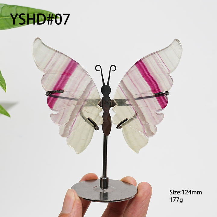 Unique,Natural Crystal Fluorite Butterfly Display