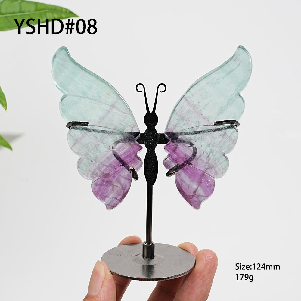 Unique,Natural Crystal Fluorite Butterfly Display