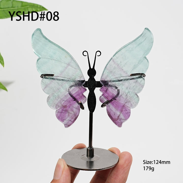 Unique,Natural Crystal Fluorite Butterfly Display