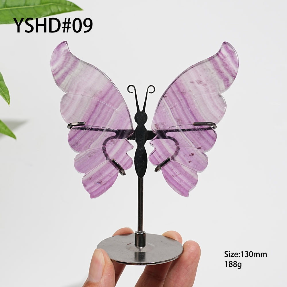 Unique,Natural Crystal Fluorite Butterfly Display