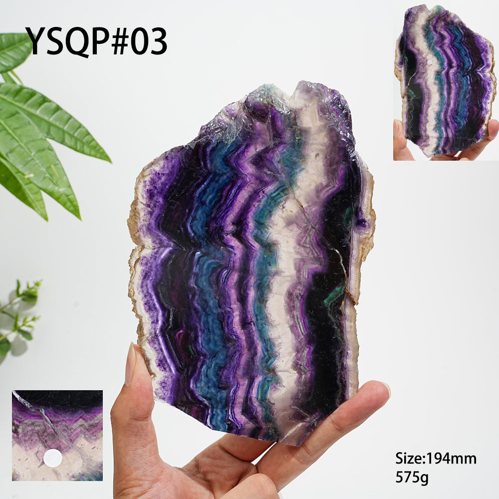 Unique,A Slightly Imperfect Natural Crystal Fluorite Slice