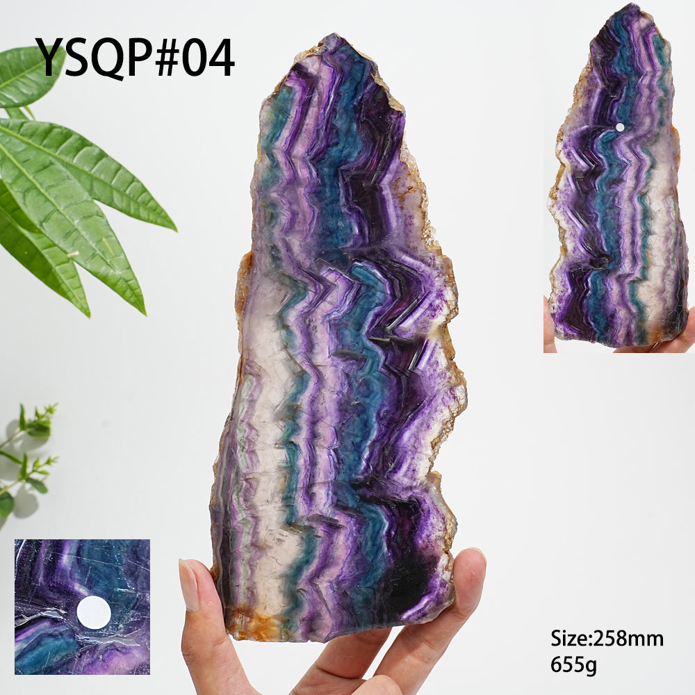 Unique,A Slightly Imperfect Natural Crystal Fluorite Slice
