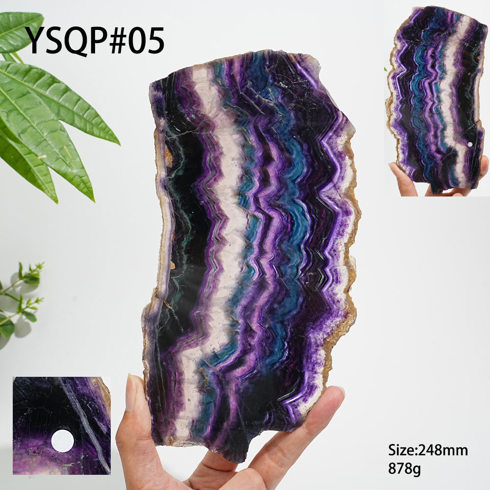 Unique,A Slightly Imperfect Natural Crystal Fluorite Slice
