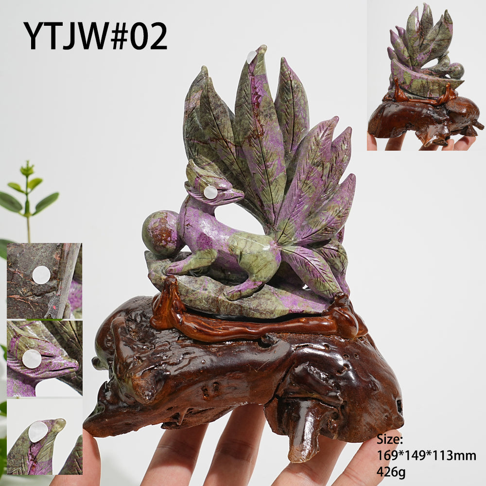 Unique,A Slightly Imperfect Natural Crystal Atlantisite Nine Tailed Fox