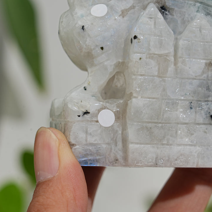 Unique,A Slightly Imperfect Natural Crystal Rainbow Moonstone Flying Dragon Carving