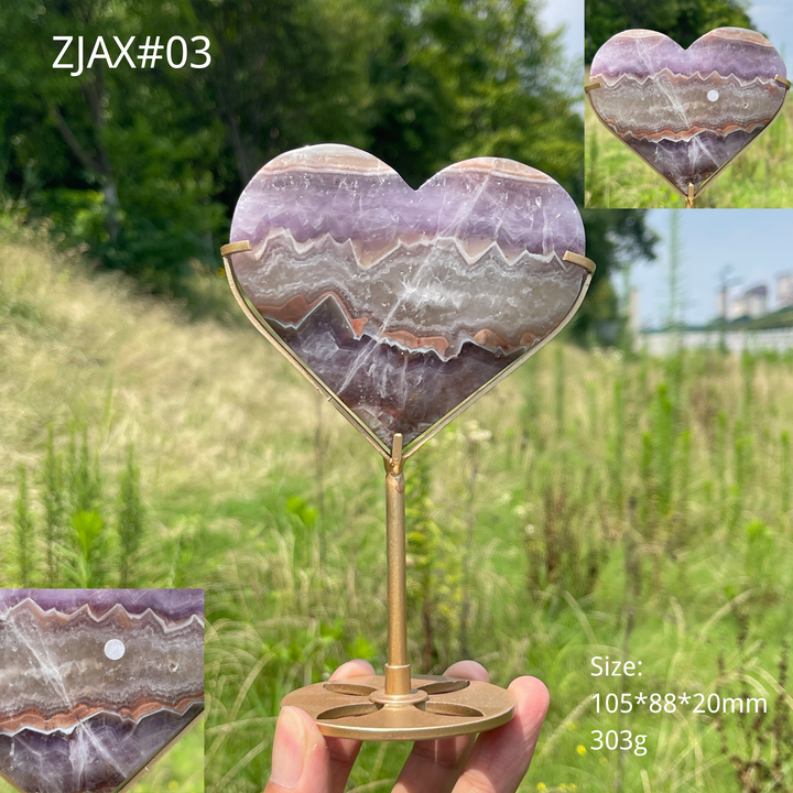 Unique,A Slightly Imperfect Natural Crystal Amethyst Agate Heart With Stand