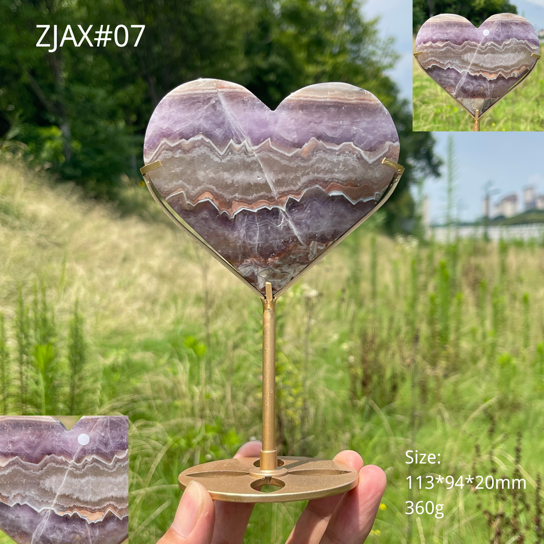 Unique,A Slightly Imperfect Natural Crystal Amethyst Agate Heart With Stand